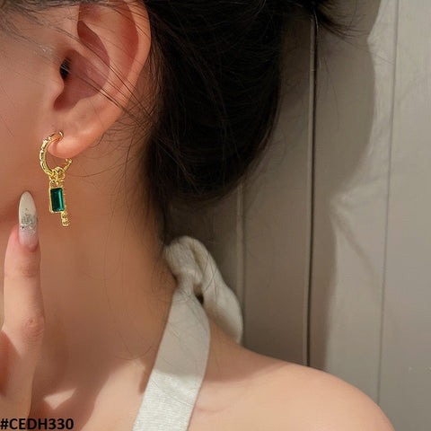 CEDH330 ZCD Rectangle Ear Drops Earrings Pair - CEDH
