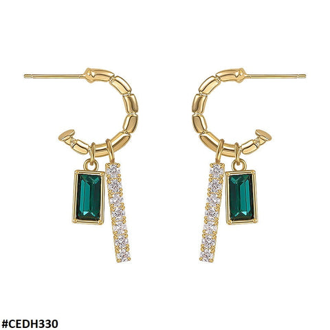 CEDH330 ZCD Rectangle Ear Drops Earrings Pair - CEDH