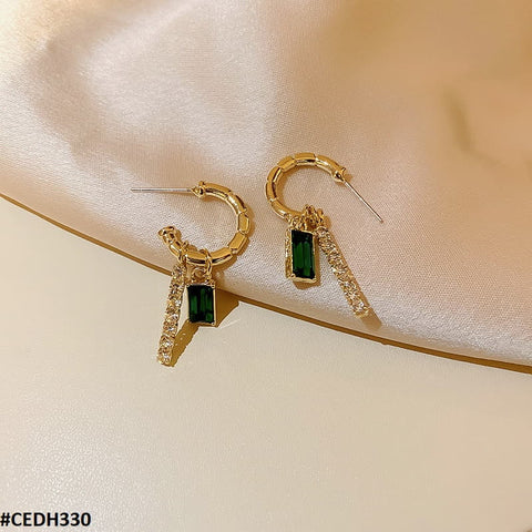 CEDH330 ZCD Rectangle Ear Drops Earrings Pair - CEDH