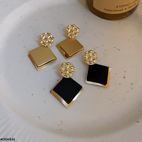 CEDH333 ZCD Square  Ear Drop Earrings Pair - CEDH