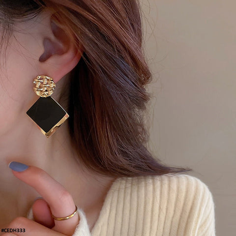 CEDH333 ZCD Square  Ear Drop Earrings Pair - CEDH