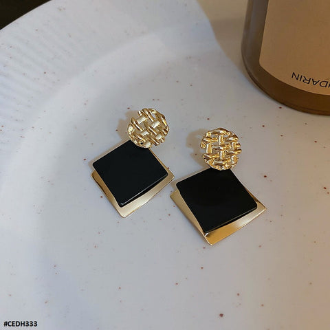 CEDH333 ZCD Square  Ear Drop Earrings Pair - CEDH