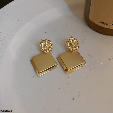 CEDH333 ZCD Square  Ear Drop Earrings Pair - CEDH