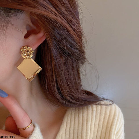 CEDH333 ZCD Square  Ear Drop Earrings Pair - CEDH