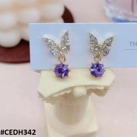 CEDH342 BTO Butterfly  Ear Drop Earrings Pair - CEDH