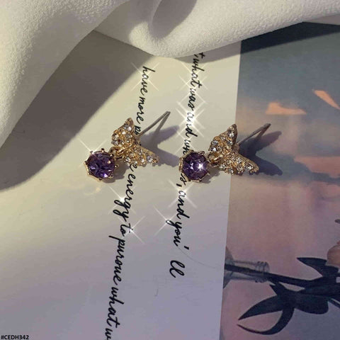 CEDH342 BTO Butterfly  Ear Drop Earrings Pair - CEDH