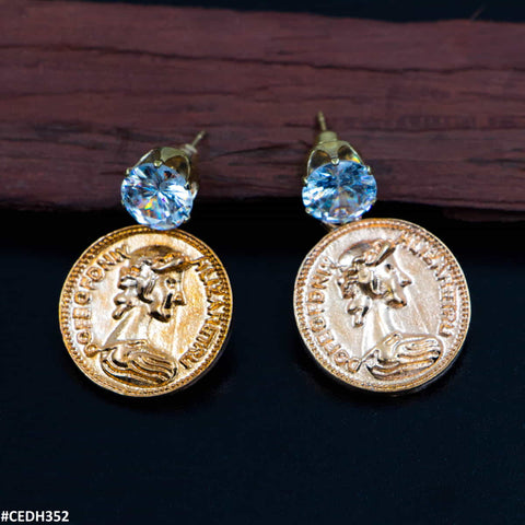 CEDH352 MAR Coin Drop Earrings Pair - CEDH