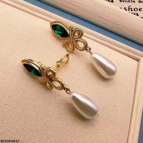 CEDH362 SKM Pearl/Eye Drop Earrings Pair - CEDH