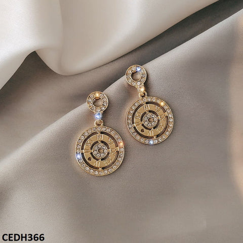 CEDH366 SIQ Roman Step Circle Drop Earrings Pair - CEDH