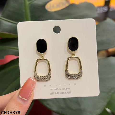 CEDH378 BTO Painted Oval Drop Earrings Pair - CEDH