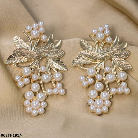 CETH191 ZLX Leaf n Pearl Studs - CETH