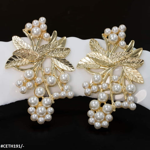 CETH191 ZLX Leaf n Pearl Studs - CETH