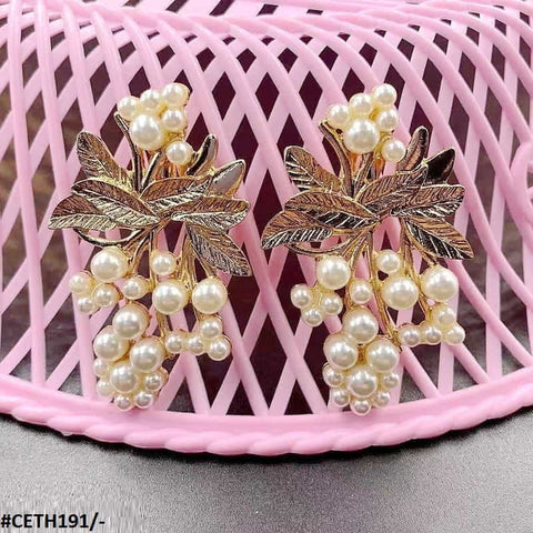 CETH191 ZLX Leaf n Pearl Studs - CETH