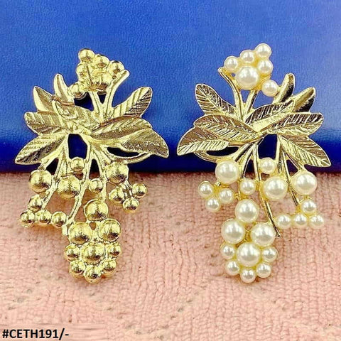 CETH191 ZLX Leaf n Pearl Studs - CETH