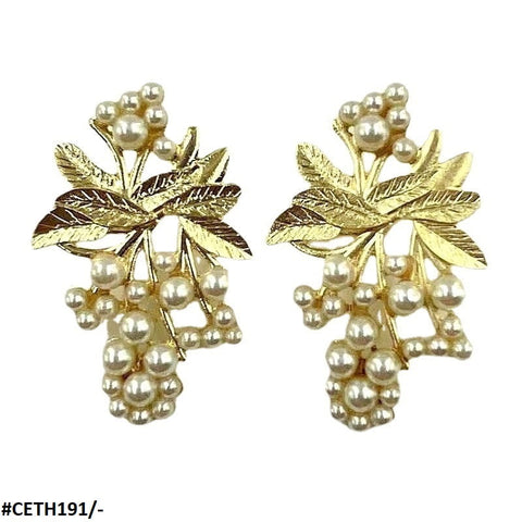 CETH191 ZLX Leaf n Pearl Studs - CETH