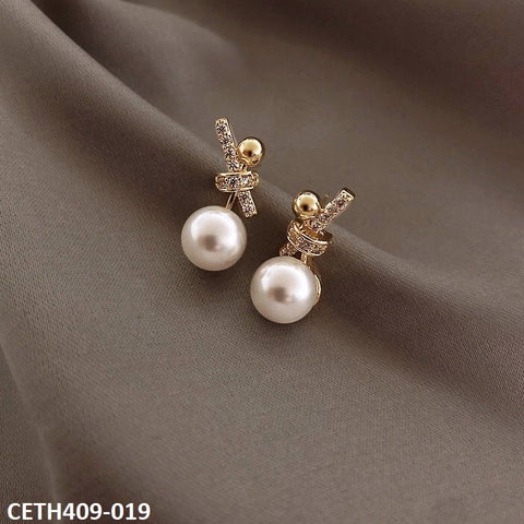 CETH409 XST Knot Pearl Stud Tops Pair - CETH