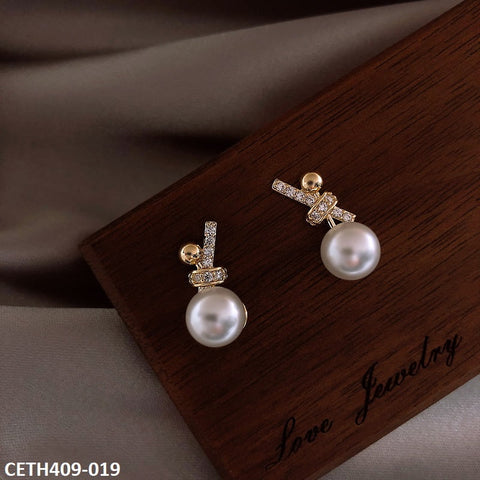 CETH409 XST Knot Pearl Stud Tops Pair - CETH
