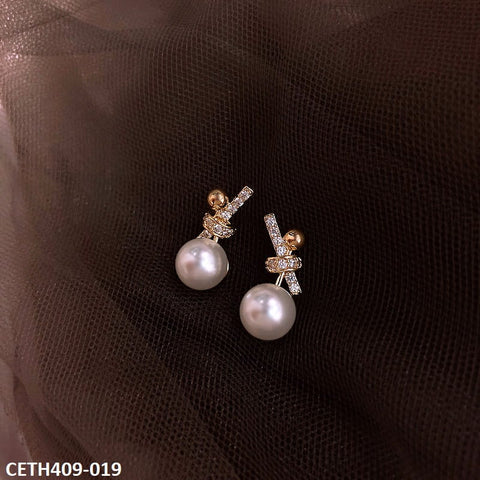 CETH409 XST Knot Pearl Stud Tops Pair - CETH