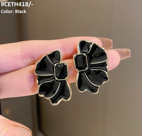 CETH418 CHU Painted Flower Stud Tops Pair - CETH
