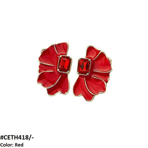 CETH418 CHU Painted Flower Stud Tops Pair - CETH
