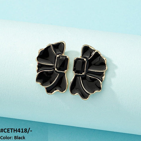 CETH418 CHU Painted Flower Stud Tops Pair - CETH
