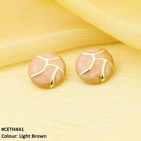 CETH441 YUL Pink Round Stud Tops Pair - CETH