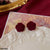 CETH461 ZHL Velvet Red Rose Mini Stud Ear Tops Pair - CETH