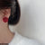 CETH461 ZHL Velvet Red Rose Mini Stud Ear Tops Pair - CETH