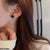 CETH466 ZHL Velvet Flower Ear Stud Tops Pair - CETH