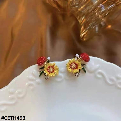 CETH493 BTO  Flower Stud Tops Pair - CETH