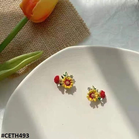 CETH493 BTO  Flower Stud Tops Pair - CETH