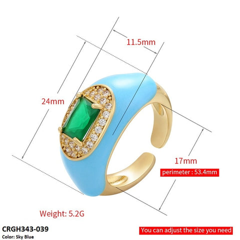 CRGH343 ZHK Rectangle Painted Ring Adjustable - CRGH