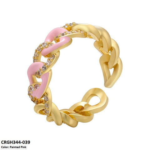 CRGH344 ZHK Chain Painted Ring Adjustable - CRGH