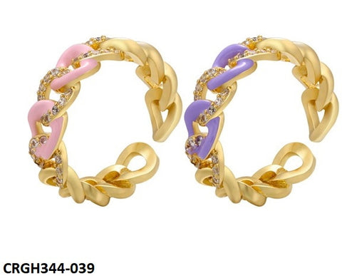 CRGH344 ZHK Chain Painted Ring Adjustable - CRGH