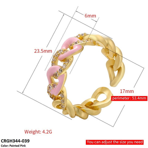 CRGH344 ZHK Chain Painted Ring Adjustable - CRGH