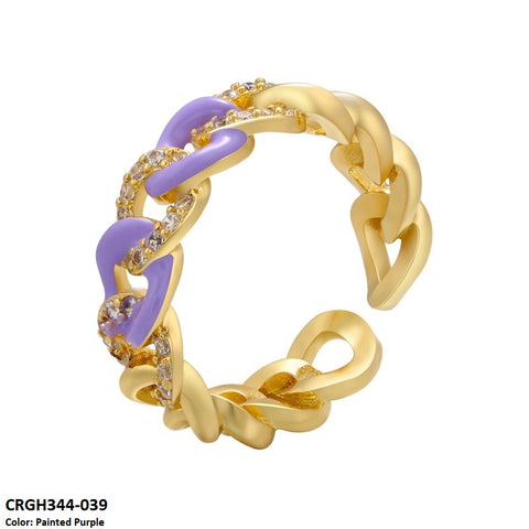 CRGH344 ZHK Chain Painted Ring Adjustable - CRGH