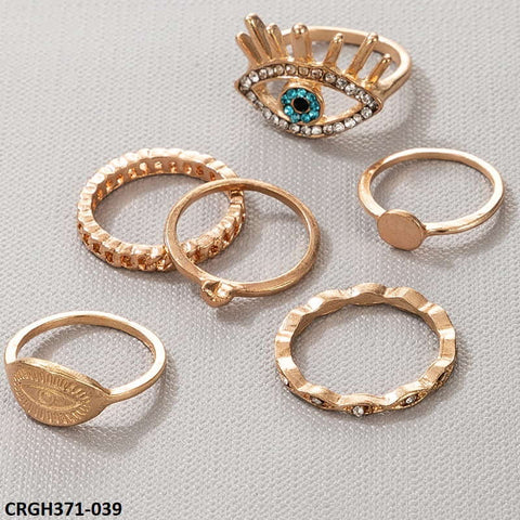 CRGH371 YYE Evil Eye Heart Circle 6 Midi Rings - CRGH