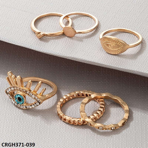 CRGH371 YYE Evil Eye Heart Circle 6 Midi Rings - CRGH