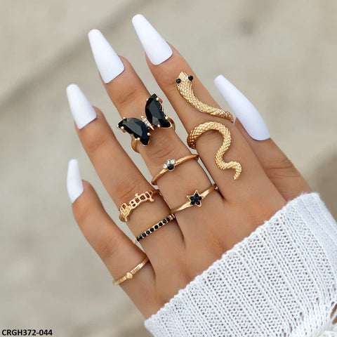 CRGH372 YYE Snake/Star/Butterfly 7 Midi Rings - CRGH