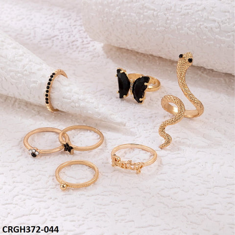 CRGH372 YYE Snake/Star/Butterfly 7 Midi Rings - CRGH