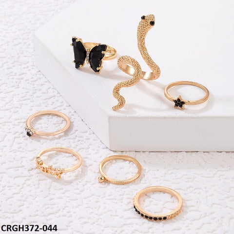 CRGH372 YYE Snake/Star/Butterfly 7 Midi Rings - CRGH