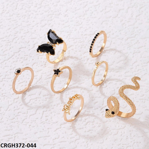 CRGH372 YYE Snake/Star/Butterfly 7 Midi Rings - CRGH