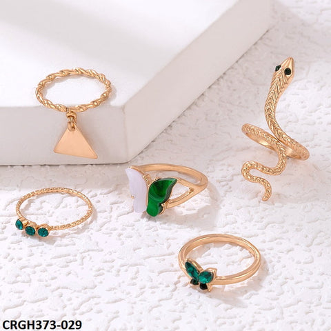 CRGH373 YYE Butterfly/triangle/Snake 5 Midi Rings - CRGH
