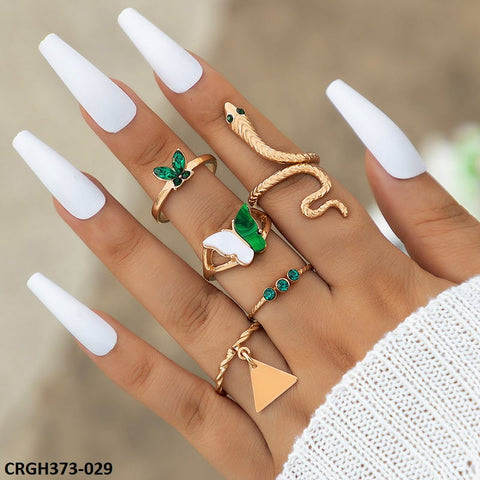 CRGH373 YYE Butterfly/triangle/Snake 5 Midi Rings - CRGH
