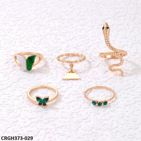 CRGH373 YYE Butterfly/triangle/Snake 5 Midi Rings - CRGH
