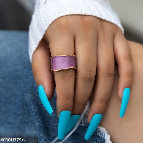 CRGH379 YYE Painted Zigzag Adjustable Ring - CRGH