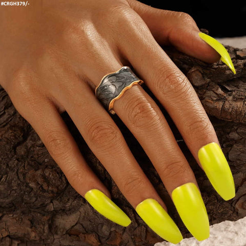 CRGH379 YYE Painted Zigzag Adjustable Ring - CRGH