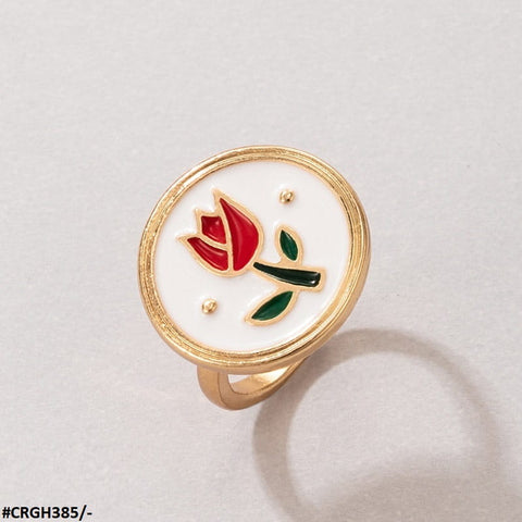 CRGH385 YYE Round Painted Rose Ring Size 7 - CRGH