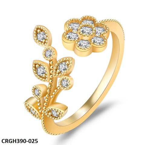 CRGH390 HNJ Leaf and Flower Adjustable Ring - TRGH
