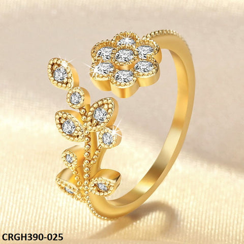 CRGH390 HNJ Leaf and Flower Adjustable Ring - TRGH